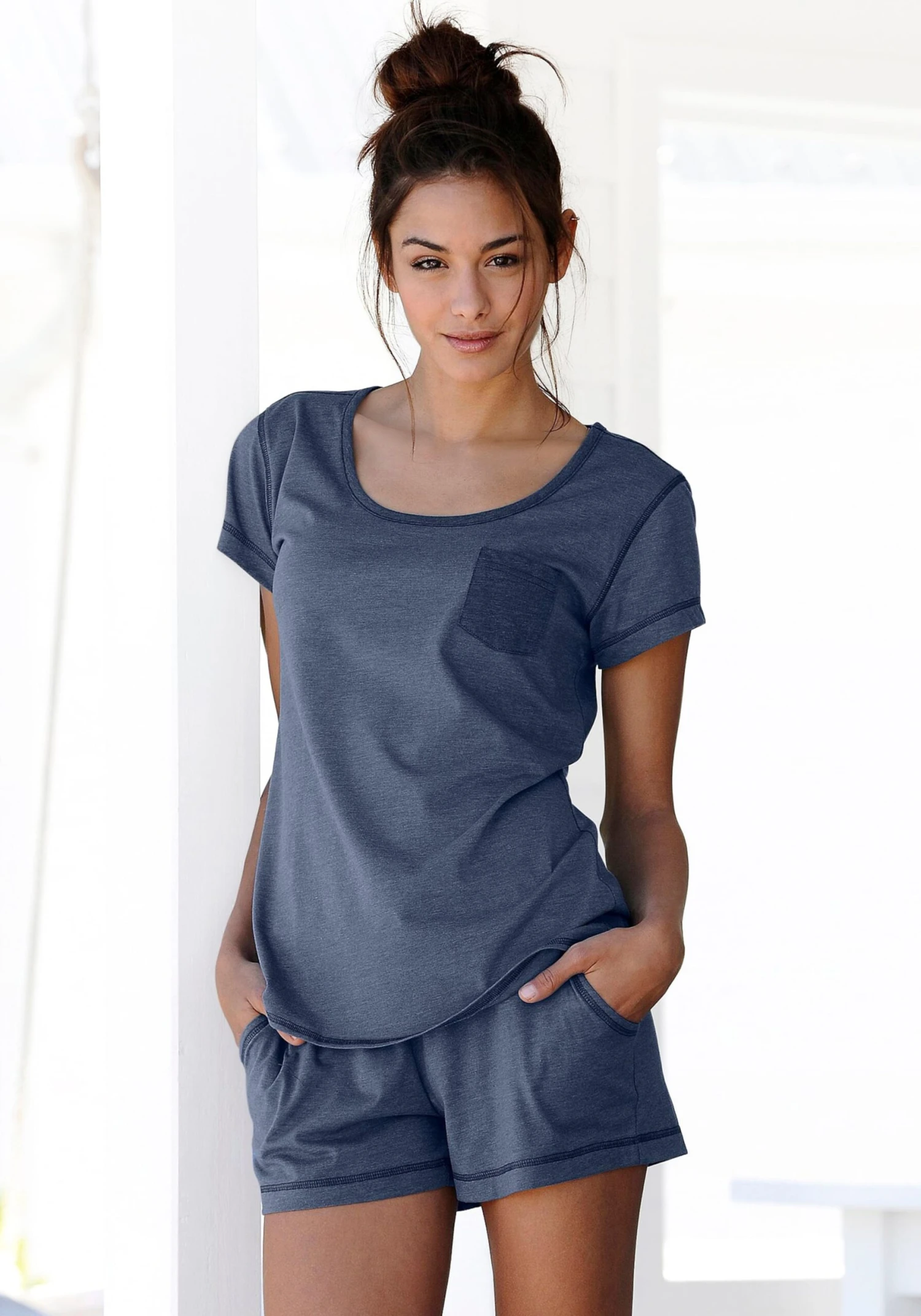 Arizona Pyjamas Shorty Kvinder Marin 6 Arizona Pyjamas Shorty Kvinder Marin - Billede 4